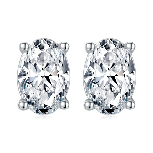 1–2 ct Oval Solitaire Diamond Stud Earrings