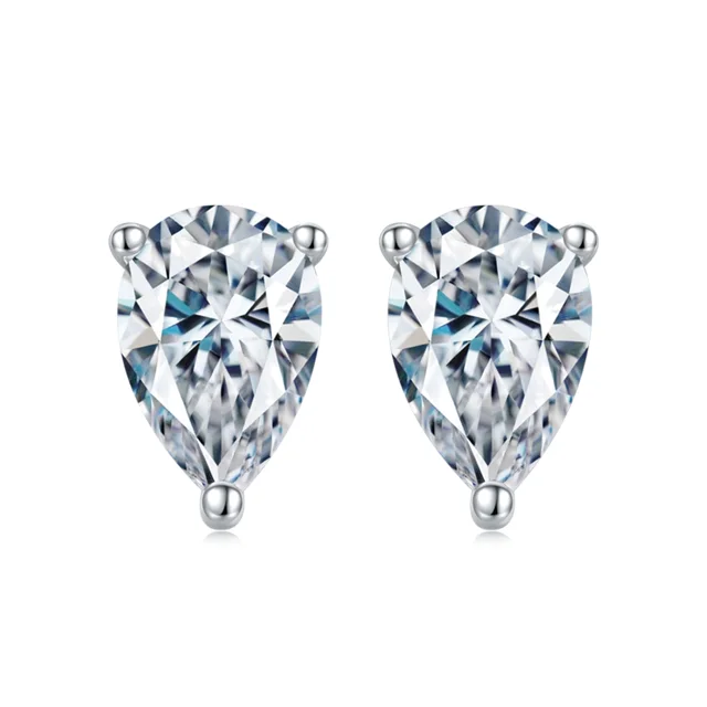 1–2 ct Pear Solitaire Diamond Stud Earrings
